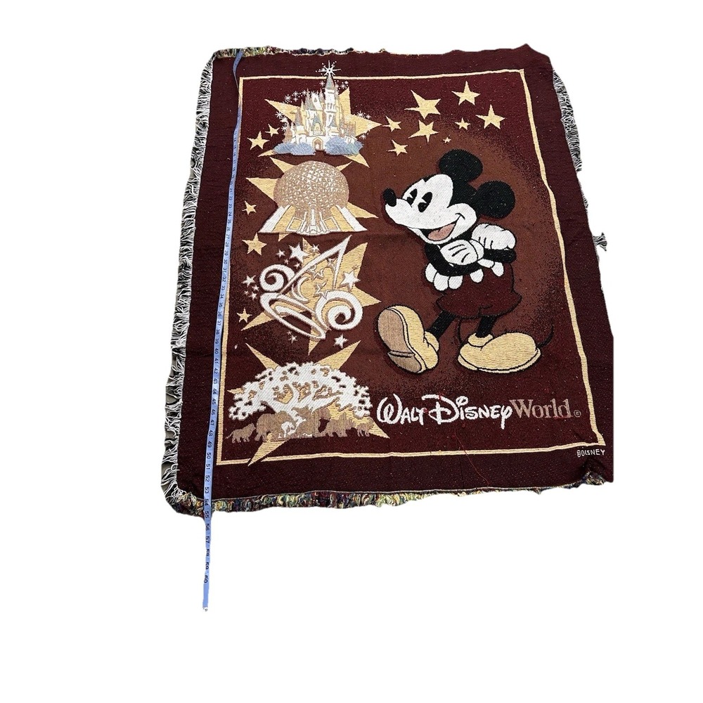 Walt Disney World 4 Parks Icons Mickey Mouse Tapestry Woven Throw Blanket. - Picture 2 of 4